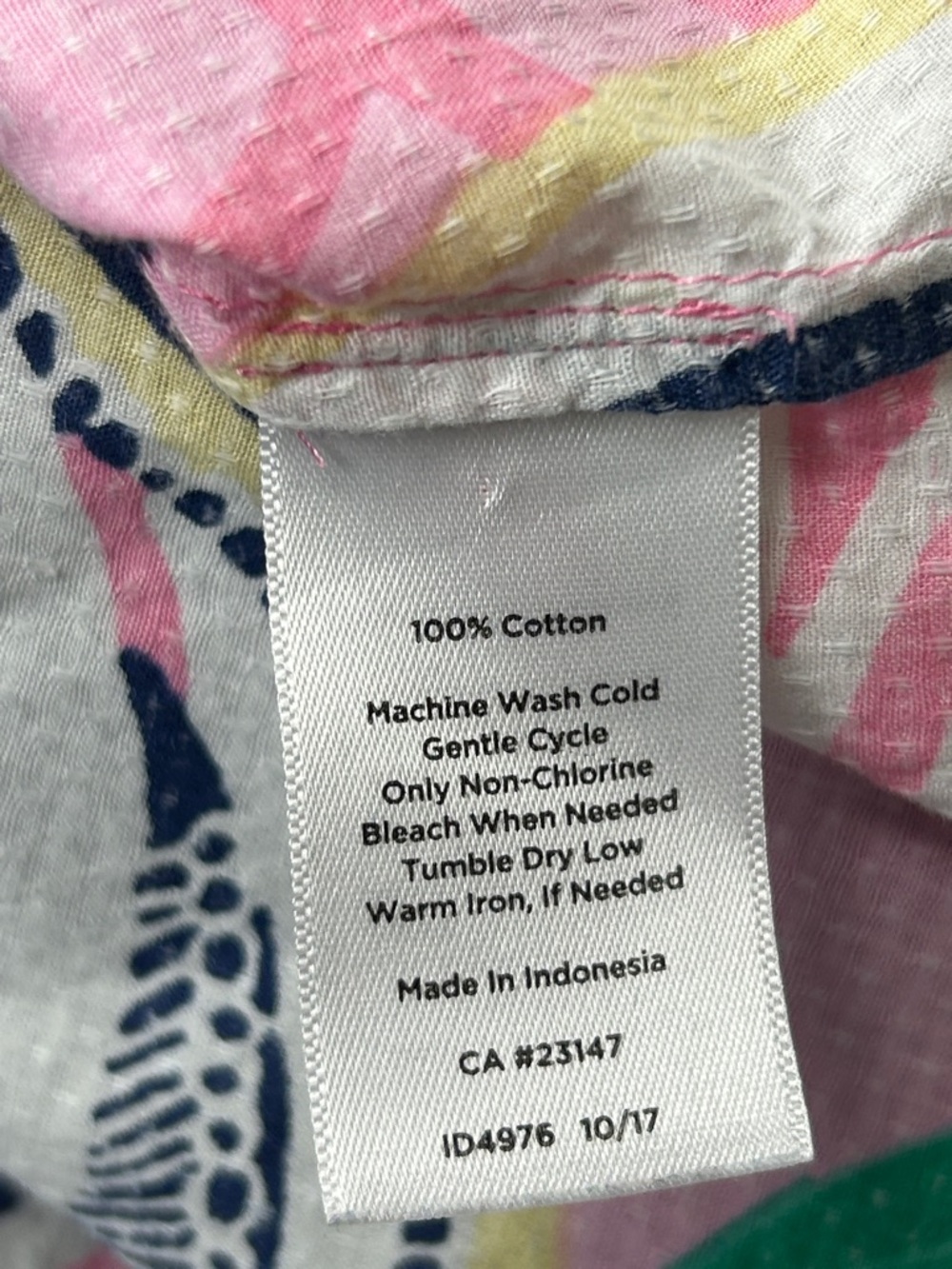 Talbots Floral Tunic Top Pink Blue Green Button Front Cotton Boho Preppy XL - Picture 8 of 10